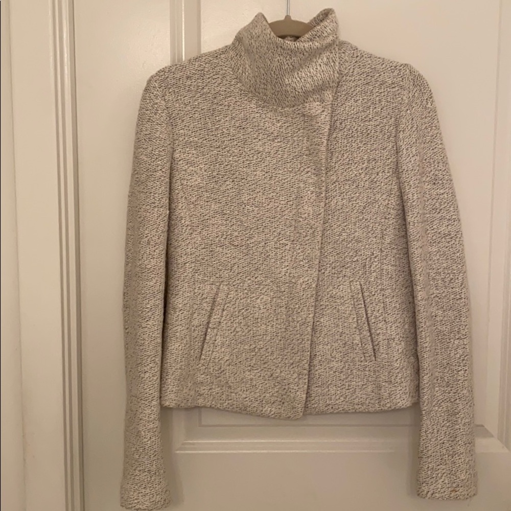 Funnel neck sweater jacket